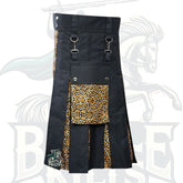 Modern Leopard with Black Hybrid Kilt – Bold Scottish-Inspired Utility Wear